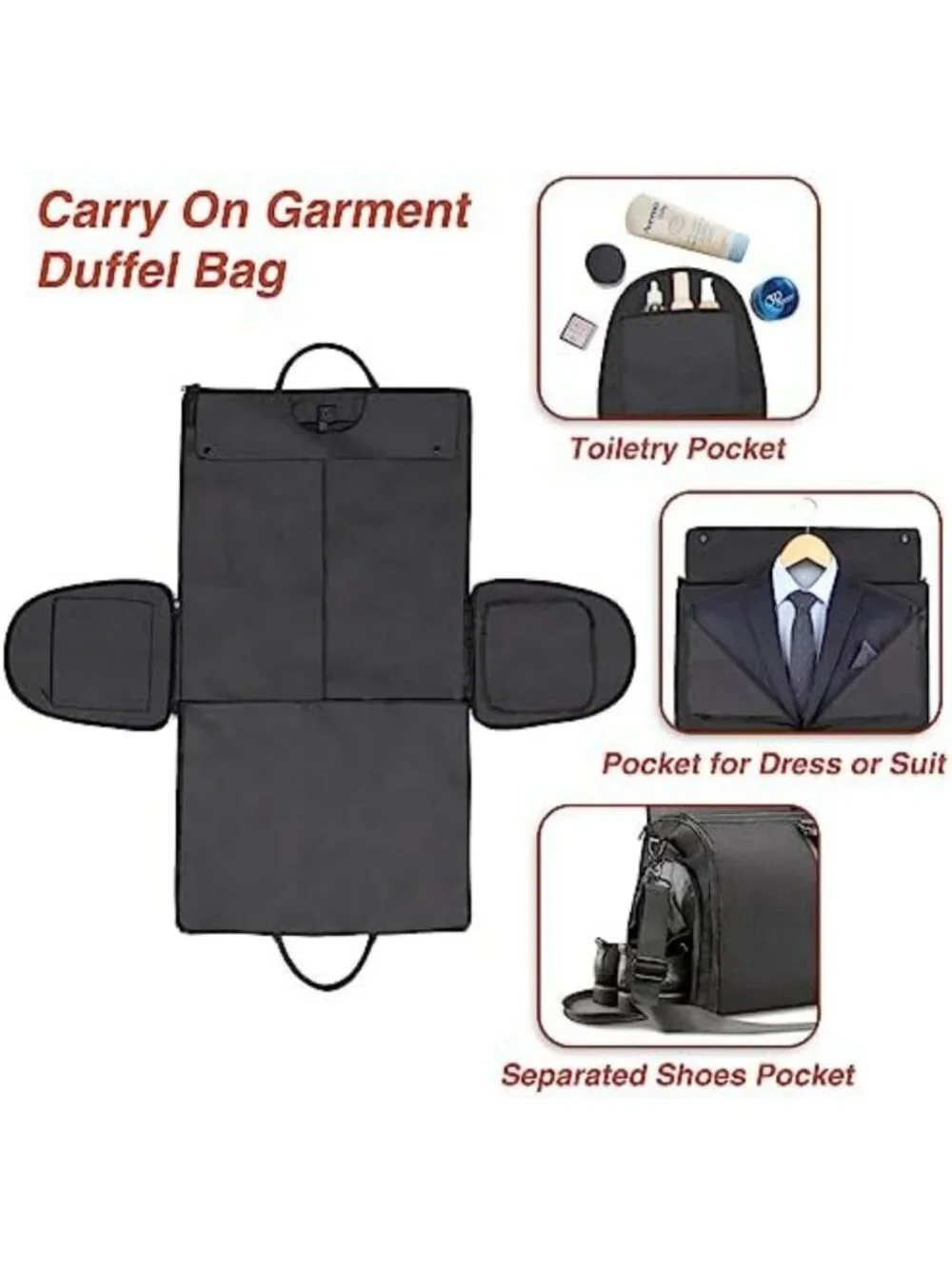 Travel Garment Bag & Duffel, Waterproof Suit Carrier with Shoe Compartment